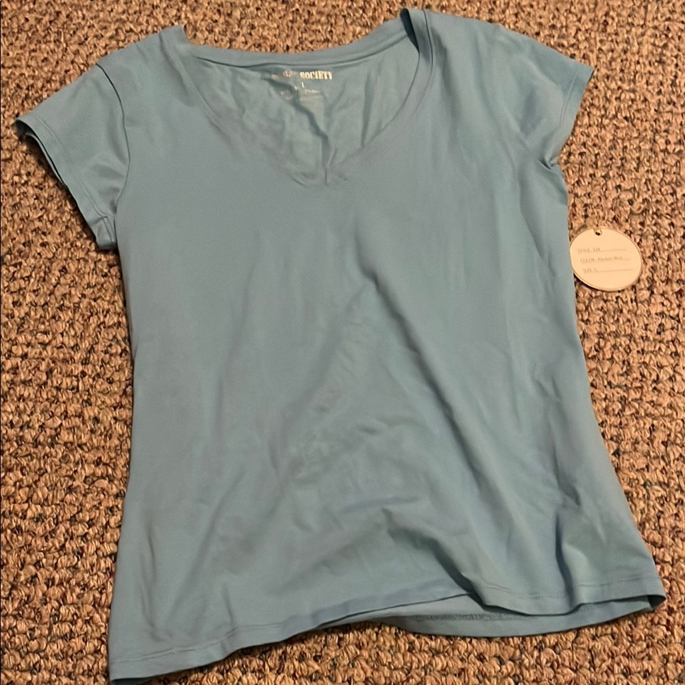 Women's Blue V-Neck T-shirt